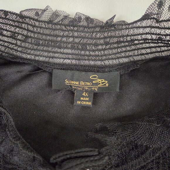 Suzanne Betro Black Lace Short Sleeve Top - Picture 7 of 8